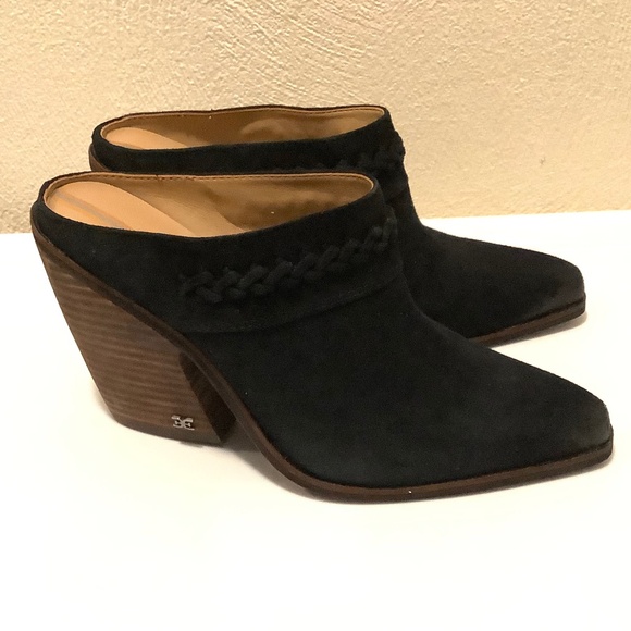 Alison Western Mule Black Suede Leather Heeled Mule 7 Boho Business Casual - Picture 3 of 10